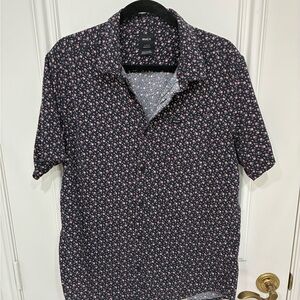 RVCA Men's Black Floral Button Down Shirt